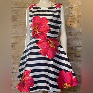 NWTS LARA Holiday Black and White Striped Dress